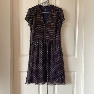 MSK short sleeve chiffon Polka dot midi fit & Flare dress. Screams Elegance Sz 6